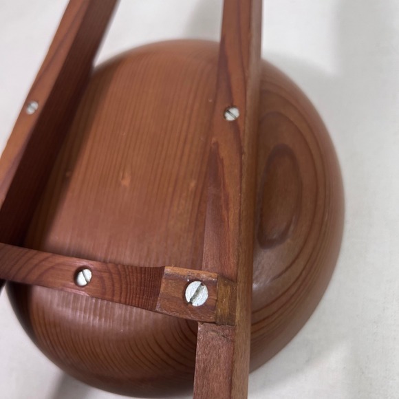 Vintage Wood Wooden Barrel Bowl With Handles Wheelbarrow Mid Century Modern - Picture 8 of 13